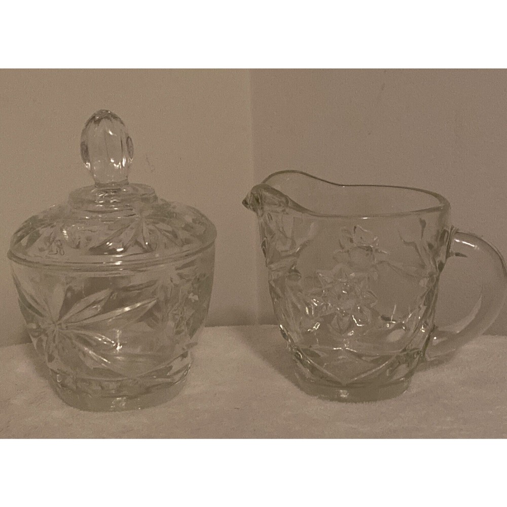 Vintage Anchor Hocking “Star of David” Creamer and Sugar Bowl with Lid
